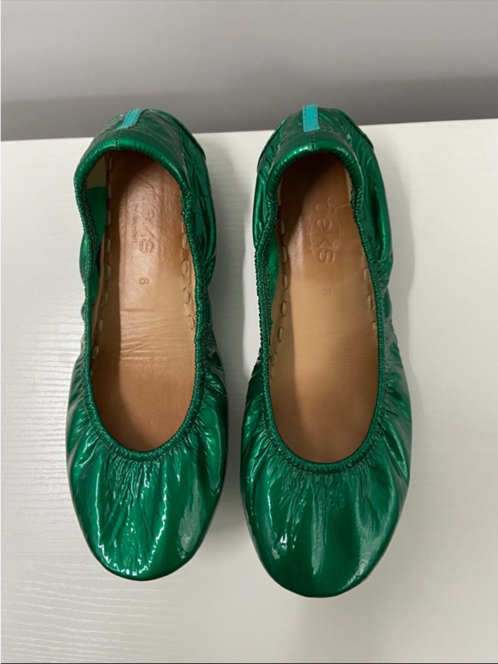 Tieks Emerald Patent Leather Ballet Flats Gavrieli Slip On Shoes Green Women 6 - Picture 8 of 16